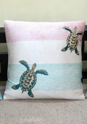 Off White Turtle Ivory Velvet Cushion Cover