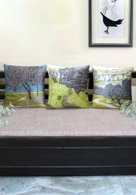 Green Nature Inspired Cushion Cover (Set Of 3)
