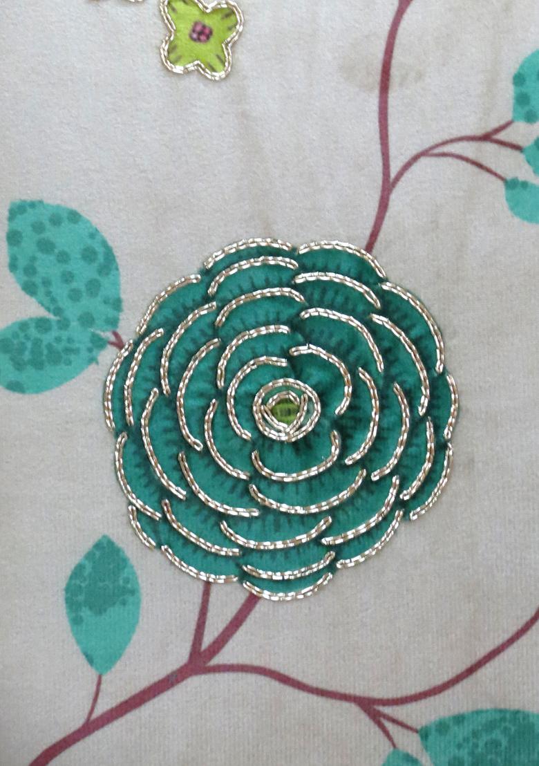 Ivory Floral Elegance Ivory Velvet Cushion Cover