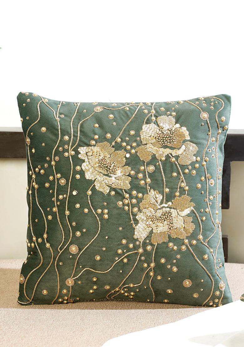 Green Gilded Garden Cushion Cover