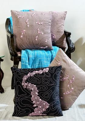 Multi Velvet Embroidery Memory Maze Cushion Cover (Set Of 4)