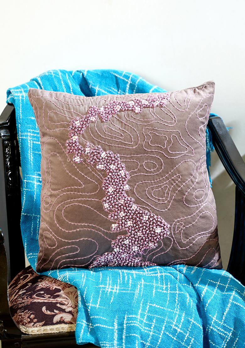 Multi Velvet Embroidery Memory Maze Cushion Cover (Set Of 4)