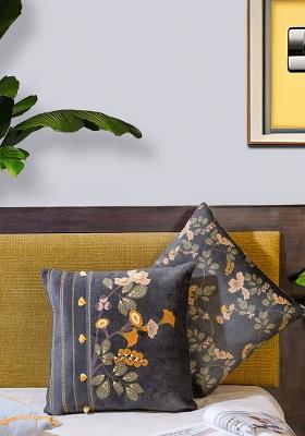 Multi Premium Enchanted Wilderness Floral Embroidered Cushion Cover (Set Of 2)