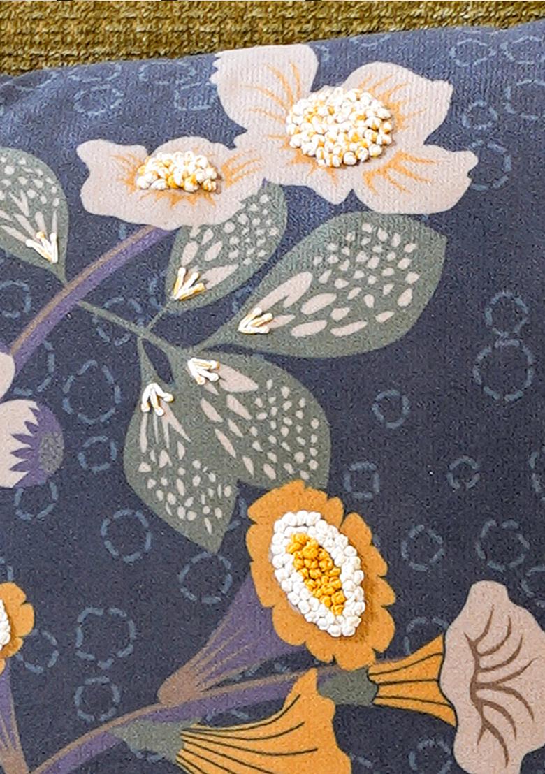 Multi Premium Enchanted Wilderness Floral Embroidered Cushion Cover (Set Of 2)