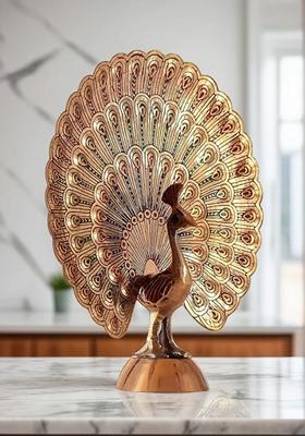 Brass Dancing Peacock