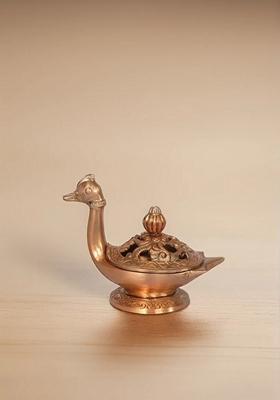 Brass Duck Shape Loban Dhoop Dani With Incense Holder