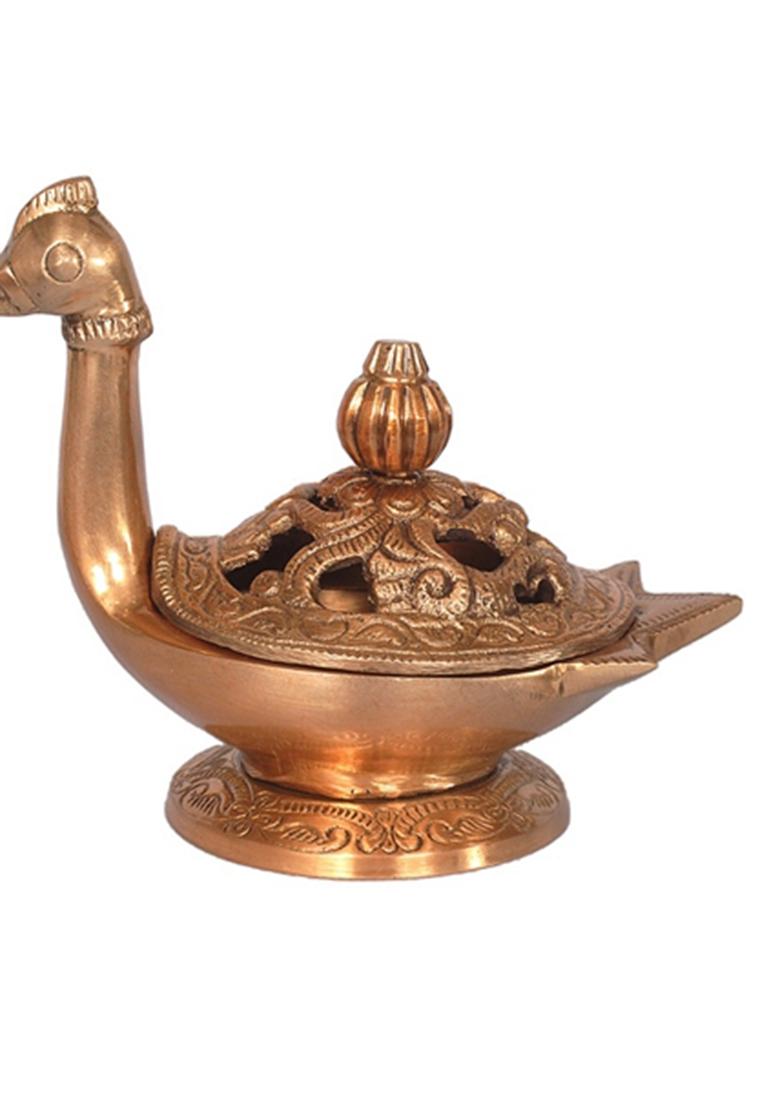 Brass Duck Shape Loban Dhoop Dani With Incense Holder