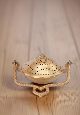 Brass Loban Dhoop Dani With Handle Incense Dhoop Burner