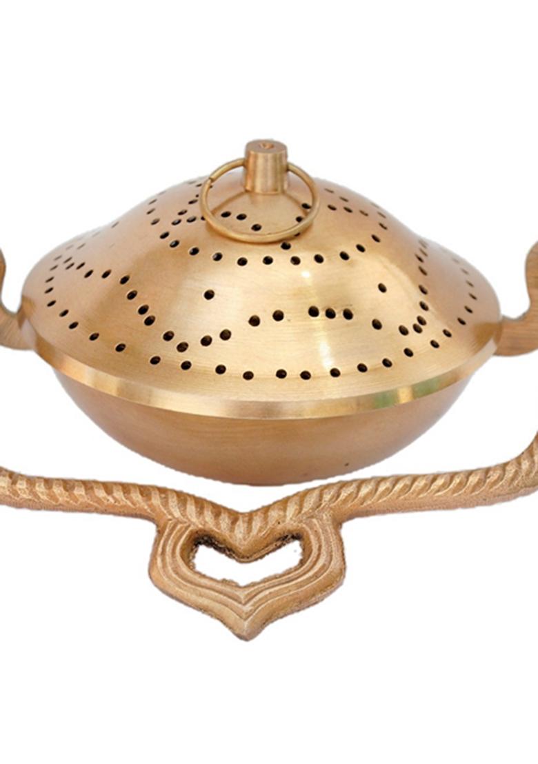 Brass Loban Dhoop Dani With Handle Incense Dhoop Burner