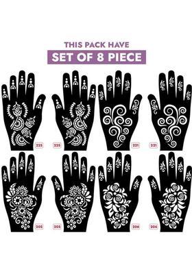 Set Of 8 Henna Tattoo Stencil Mehandi Stencils For Women, Girls & Kids