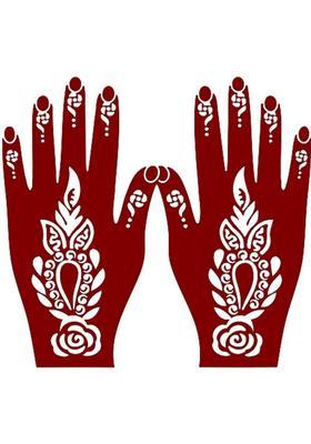 Henna Tattoo Stencil (Set Of 2) Women Girls Hand Finger Paint Temporary Tattoo