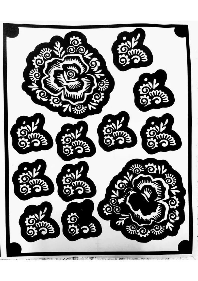 Henna Tattoo Stencil Women Girls Hand Finger Paint Temporary Tattoo (Floral) - Indya