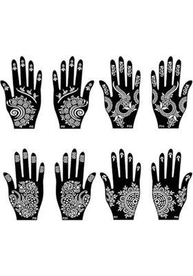 Set Of 8 Henna Tattoo Stencil Mehandi Stencils For Women, Girls & Kids
