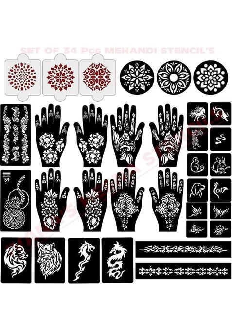 Henna Tattoo Stencil Women Girls Hand Finger Paint Temporary Tattoo