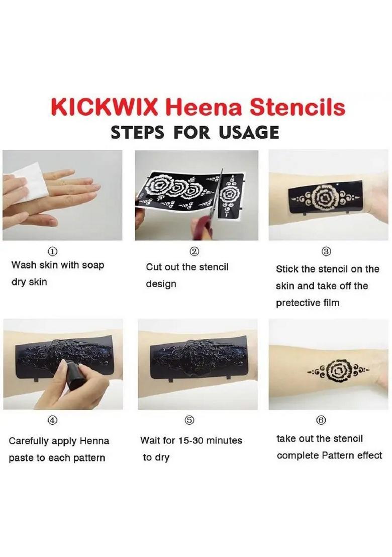 Henna Tattoo Stencil (Set Of 2) Women Girls Body Paint Temporary Tattoo - Indya