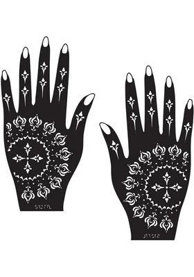 Henna Tattoo Stencil Women Girls Hand Finger Paint Temporary Tattoo (Floral)