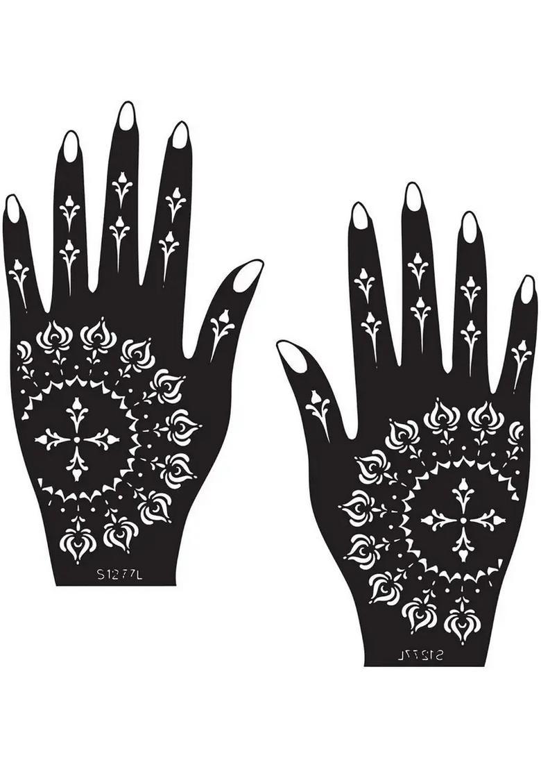 Henna Tattoo Stencil Women Girls Hand Finger Paint Temporary Tattoo (Floral) - Indya