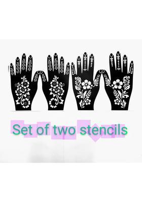 Henna Tattoo Stencil Women Girls Hand Finger Paint Temporary Tattoo (Floral)