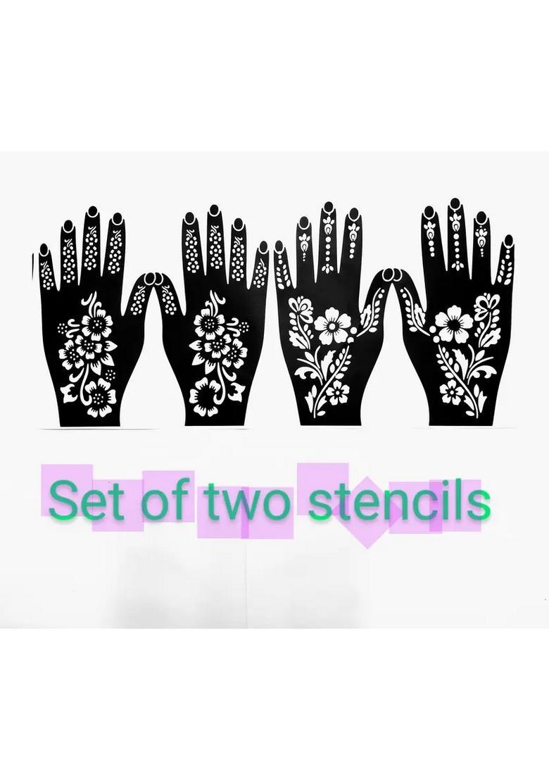 Henna Tattoo Stencil Women Girls Hand Finger Paint Temporary Tattoo (Floral) - Indya