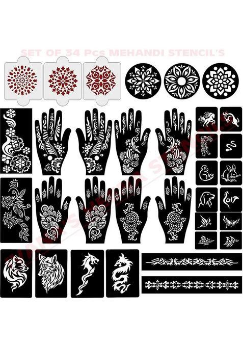 Henna Tattoo Stencil Women Girls Hand Finger Paint Temporary Tattoo