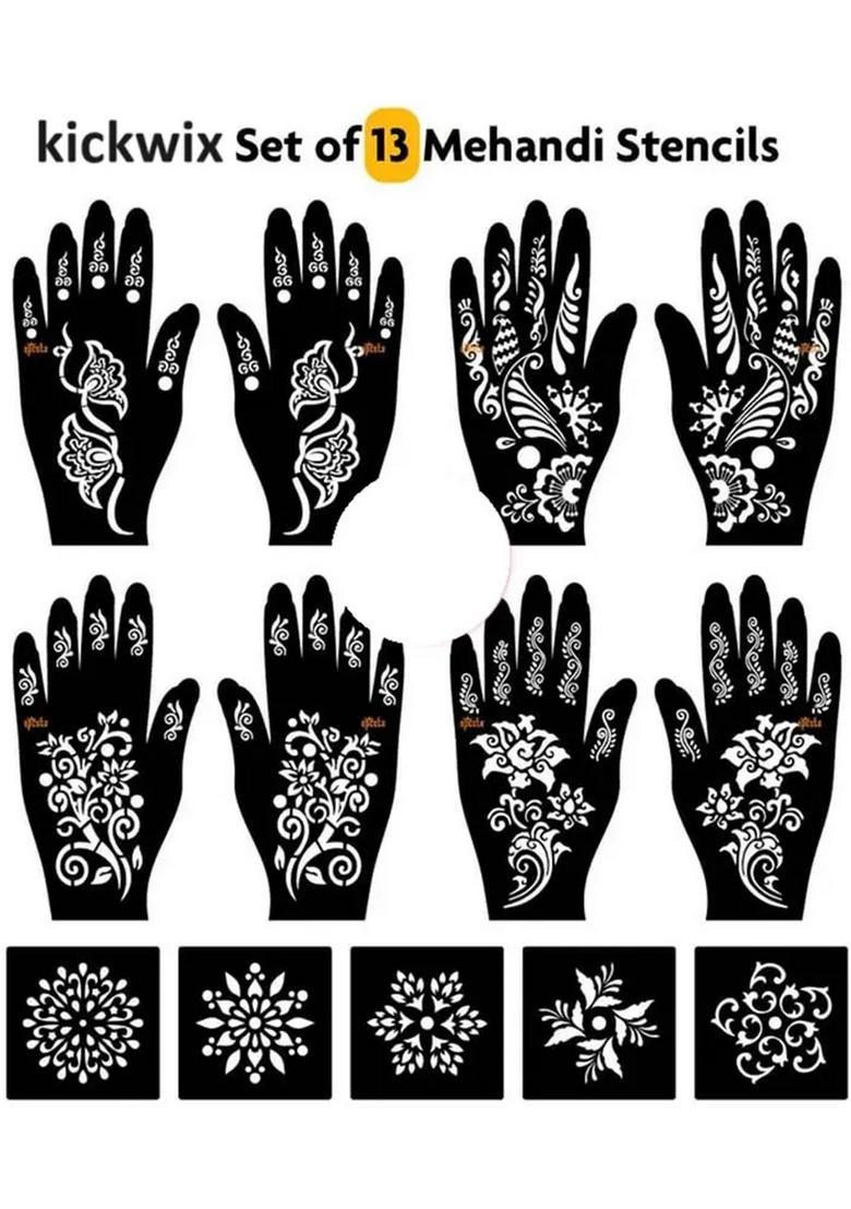 Henna Tattoo Stencil Women Girls Hand Finger Paint Temporary - Indya