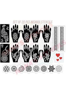 Henna Tattoo Stencil Women Girls Hand Finger Paint Temporary Tattoo (Floral)
