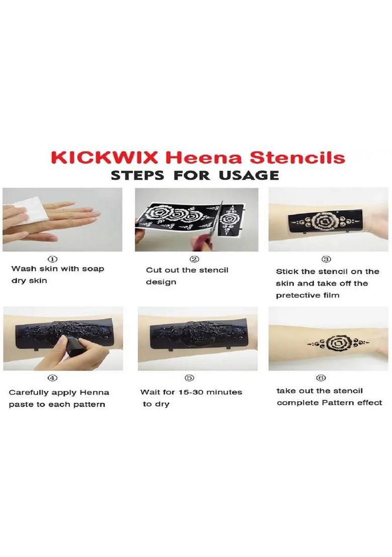 Premium Collection Diy Kit Of Henna Tattoo Stencil Set For Women, Girls,Hand - Indya