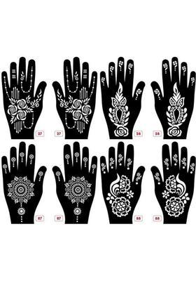 Set Of 8 Henna Tattoo Stencil Mehandi Stencils For Women, Girls & Kids