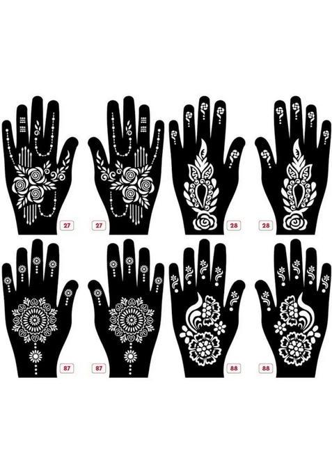 Set Of 8 Henna Tattoo Stencil Mehandi Stencils For Women, Girls & Kids