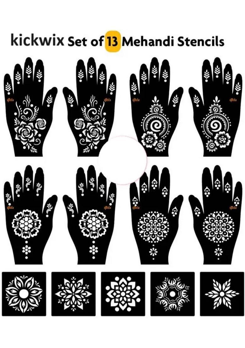 Henna Tattoo Stencil Women Girls Hand Finger Paint Temporary - Indya