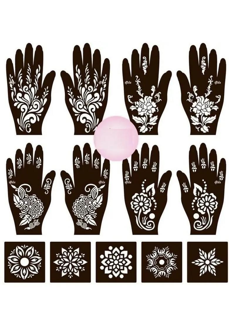 Henna Tattoo Stencil Women Girls Hand Finger Paint Temporary Tattoo (Floral) - Indya
