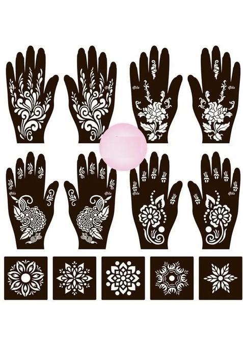 Henna Tattoo Stencil Women Girls Hand Finger Paint Temporary Tattoo (Floral)