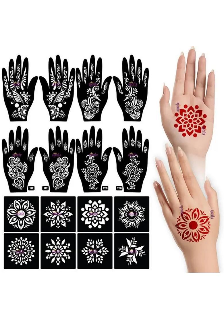 Henna Tattoo Stencil Women Girls Hand Finger Paint Temporary - Indya