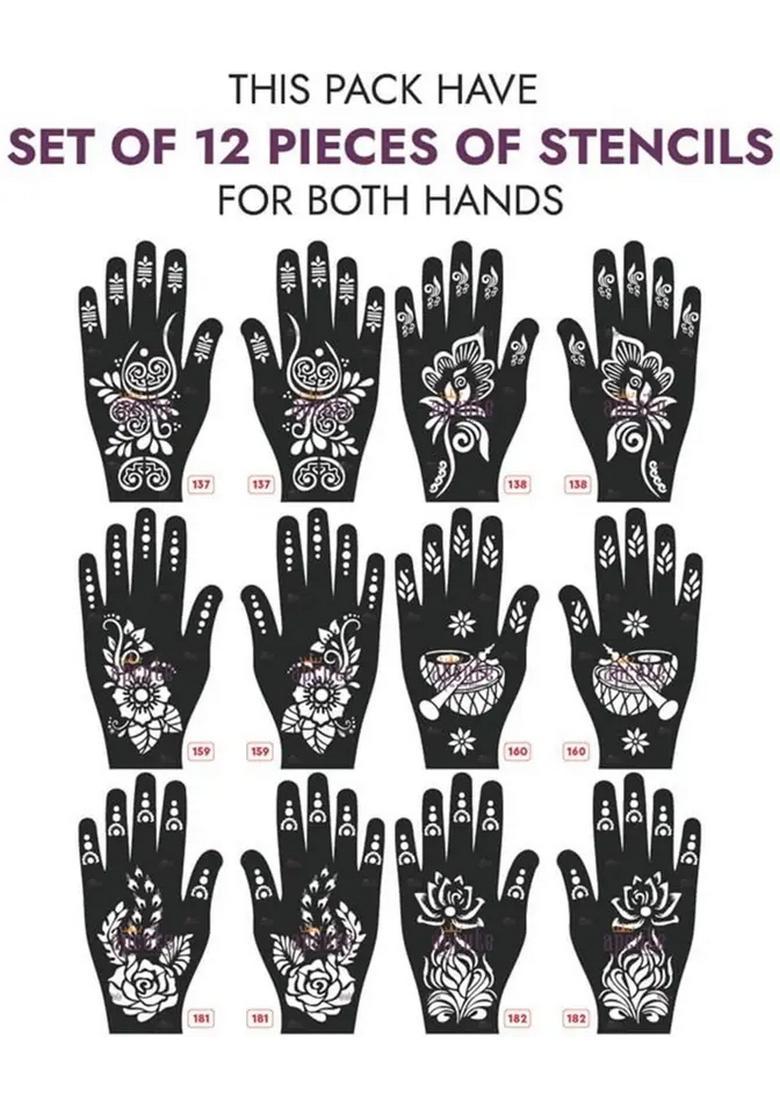 Henna Tattoo Stencil Women Girls Hand Finger Paint Temporary - Indya