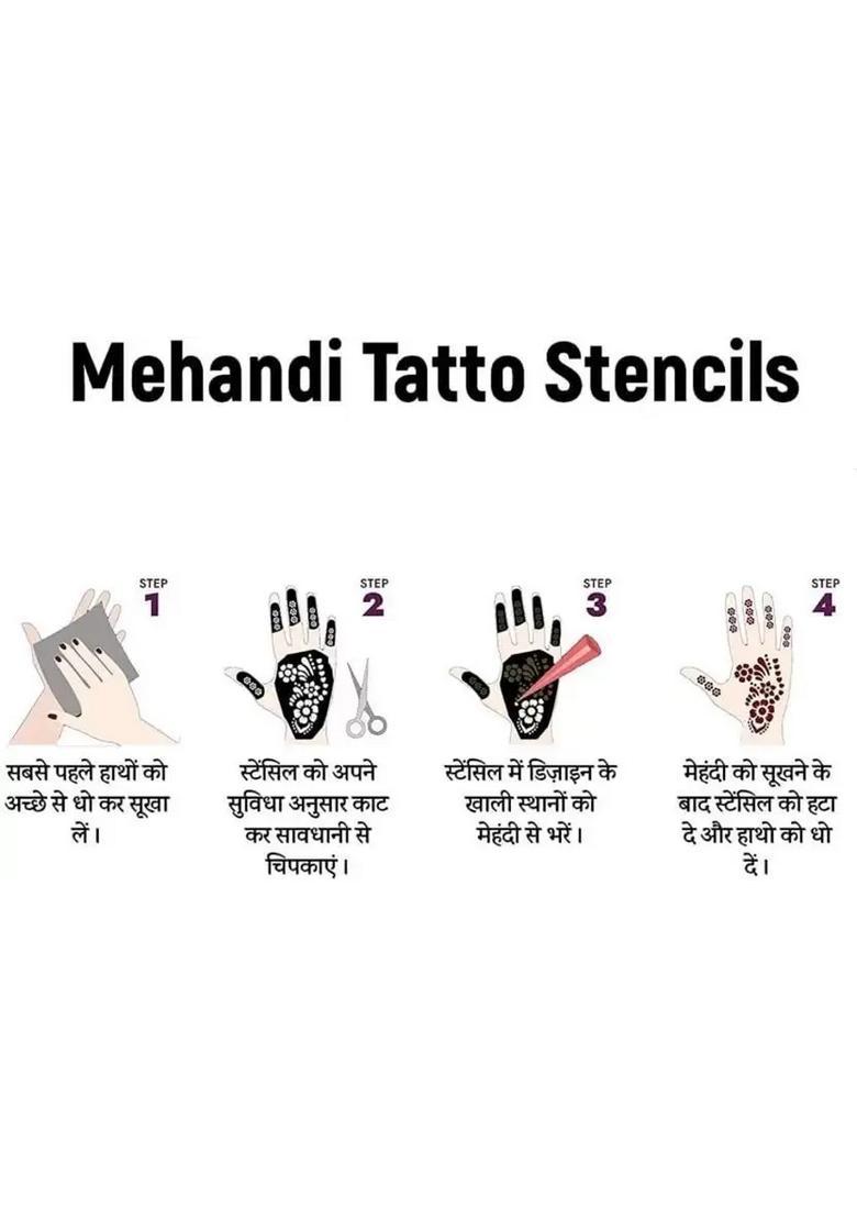 Henna Tattoo Stencil Women Girls Hand Finger Paint Temporary - Indya