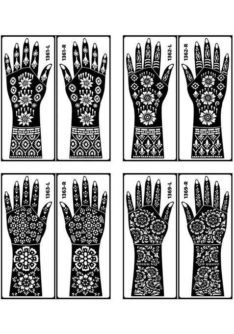 Henna Tattoo Stencil Women Girls Hand Finger Paint Temporary