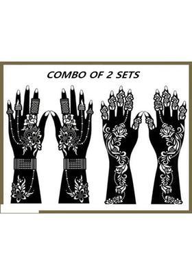 Kickwix Henna Tattoo Stencil Women Girls Hand Finger Paint Temporary (Floral)