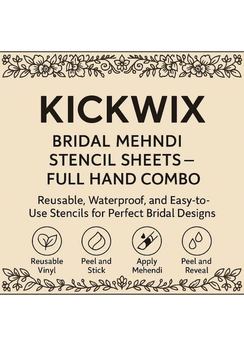 Kickwix Henna Tattoo Stencil Women Girls Hand Finger Paint Temporary (Floral) - Indya