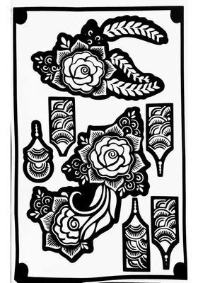 Henna Tattoo Stencil Women Girls Hand Finger Paint Temporary Tattoo (Floral)