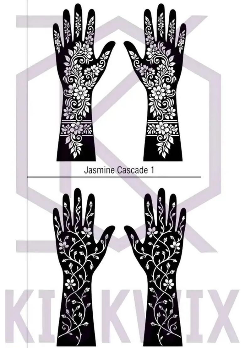 Henna Tattoo Stencil Women Girls Hand Finger Paint Temporary - Indya