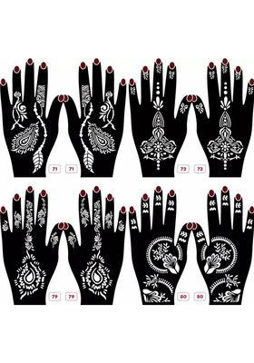 Set Of 8 Henna Tattoo Stencil Mehandi Stencils For Women, Girls & Kids
