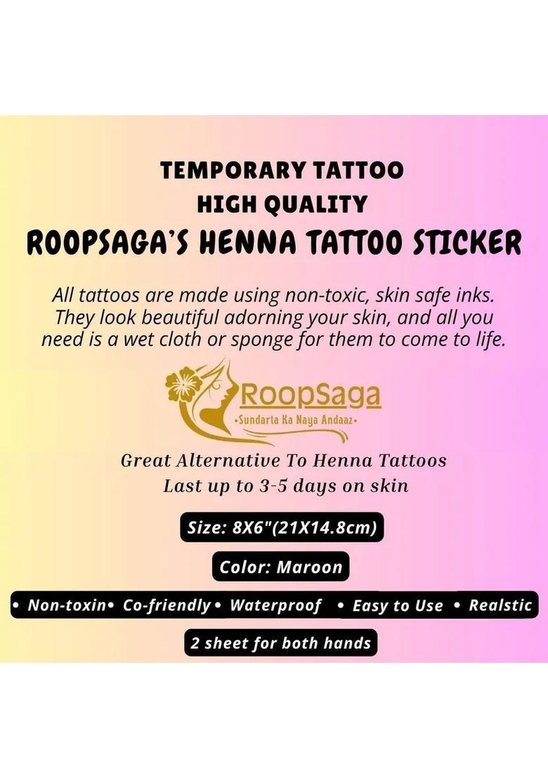 Roopsaga Temporary Henna Tattooo Stickers Mehndi Tattooo For Women  - Indya