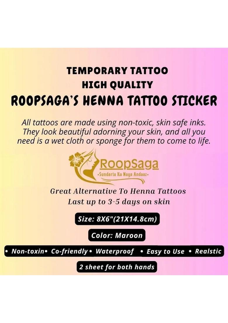 Roopsaga Temporary Henna Tattooo Stickers Mehndi Tattooo For Women 1 Tattoo - Indya