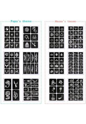Heena Mehandi Tatto Stencil Set For Hand Body Fingure Face Heena Art Temporary Tatto For Kids, Girls & Women - Design-595