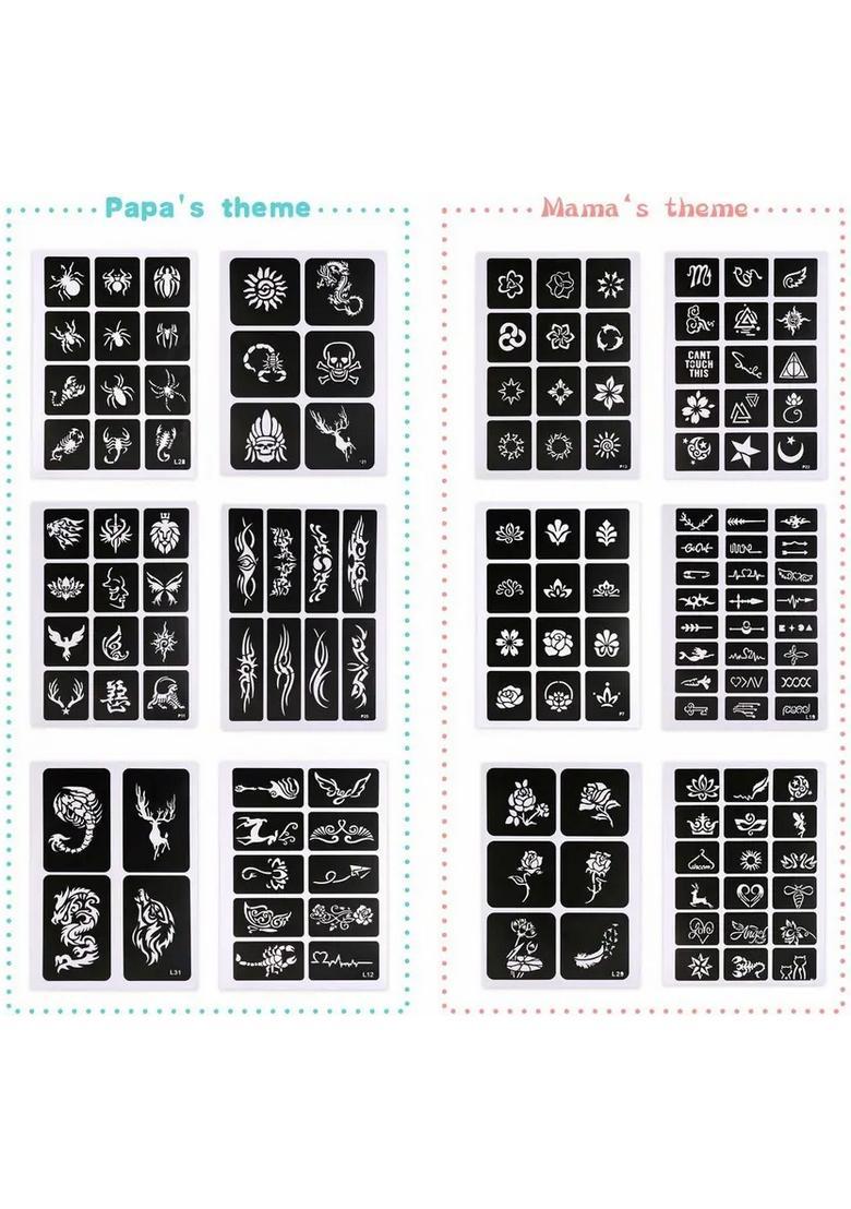 Heena Mehandi Tatto Stencil Set For Hand Body Fingure Face Heena Art Temporary Tatto For Kids, Girls & Women - Design-595 - Indya