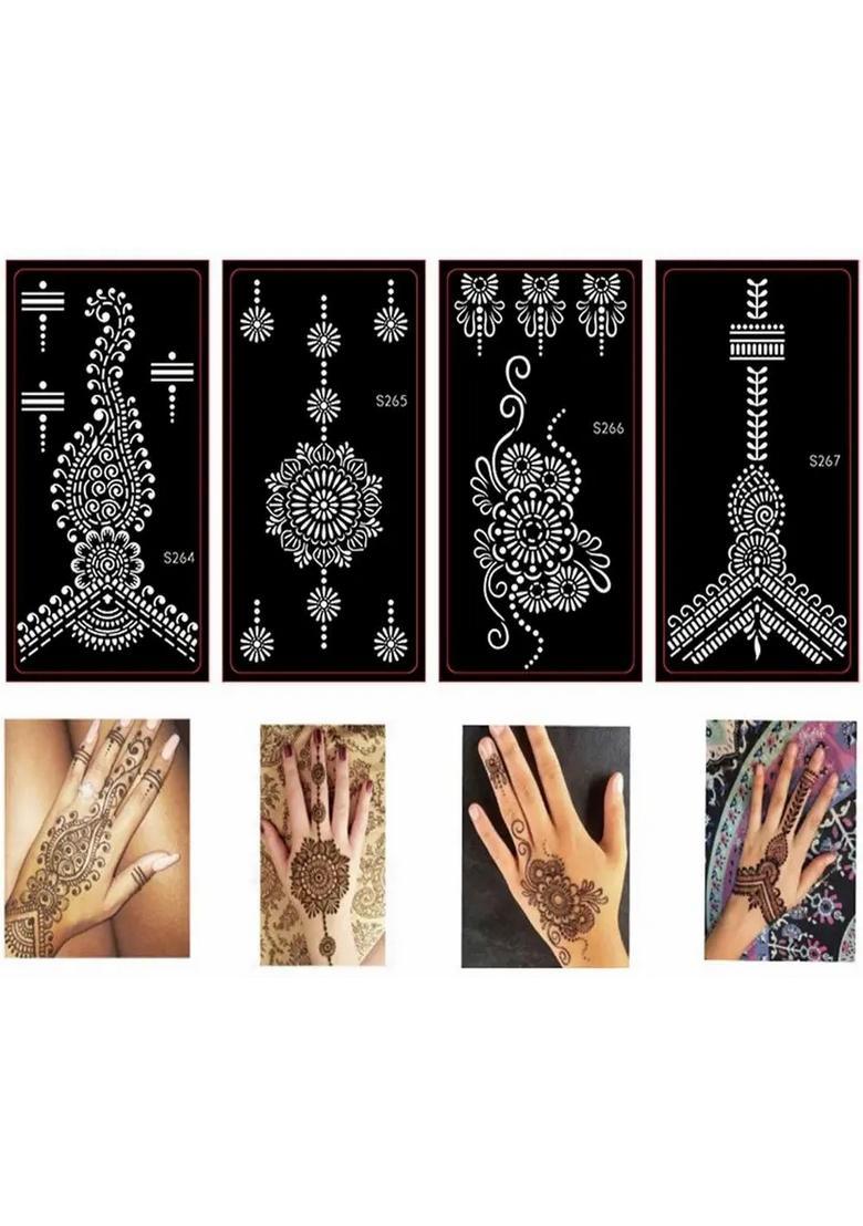Heena Mehandi Tatto Stencil Set For Hand Body Fingure Face Heena Art Temporary Tatto For Kids, Girls & Women - Design-609 - Indya