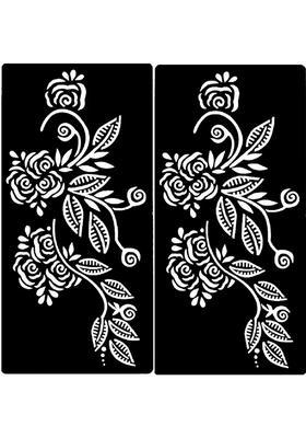 Henna Tattoo Stencil (Set For 2) Women Girls Body Paint Temporary Tattoo (Hands (Design-53)