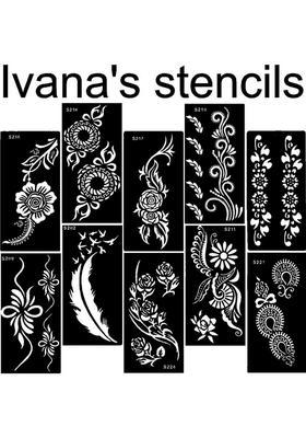 10 Pieces India Henna Tattoo Stencil Set For Women Girls Hand Finger Body