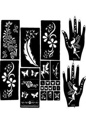 10 Pieces India Henna Tattoo Stencil Set For Women Girls Hand Finger Body Paint Temporary Tattoo (Ivana-1022)