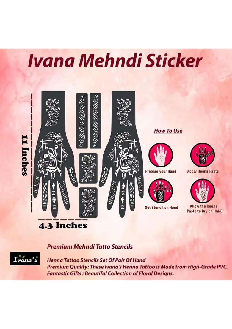 Full Hand Mehndi Sticker Design Full Hand Set Henna Tattoo Stencil For Women - Indya